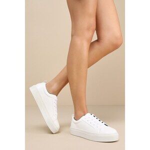 Lulus Kenley White Platform Sneakers - Size 9